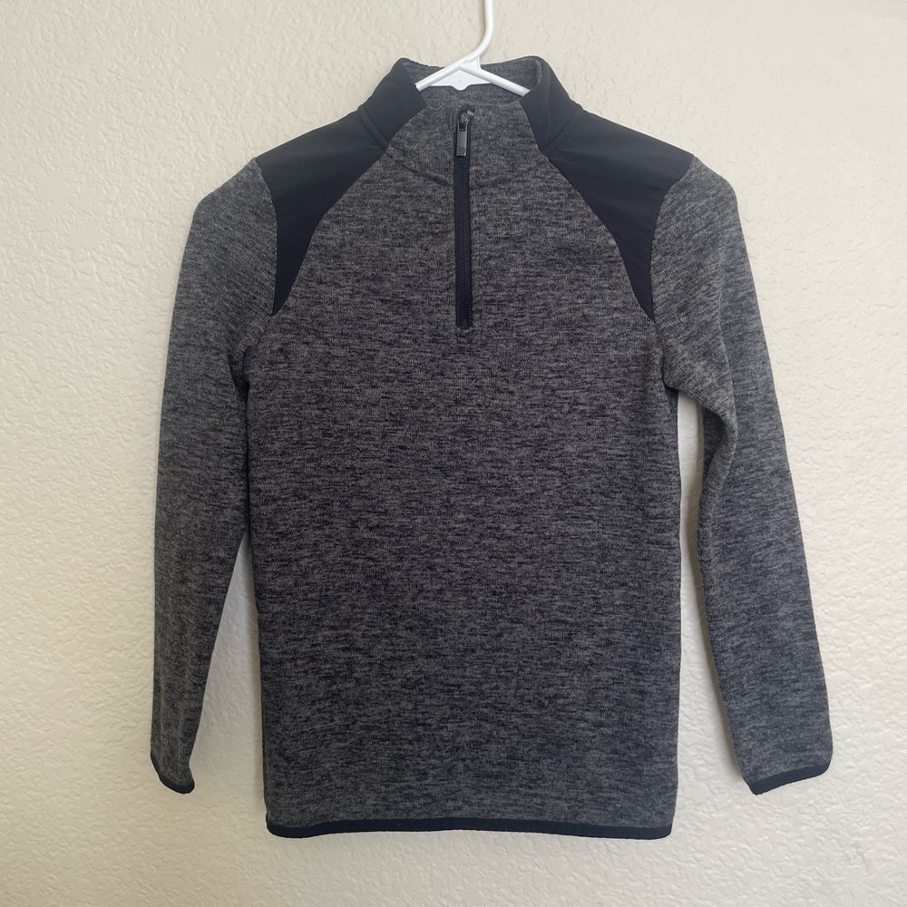 All In Motion Kids Heather Gray and Black Quarter-Zip Pullover Size M(8-10)